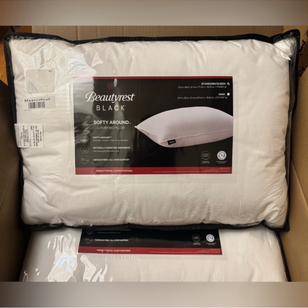 🎉LAST‎ PIECE🎉2PC Beautyrest Black Luxury Goose Down And Feather Pillows